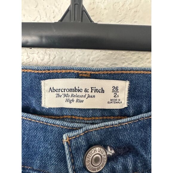 Abercrombie & Fitch The 90s Relaxed Jean High Rise Dark Blue Size 26/2 Short - Picture 6 of 7